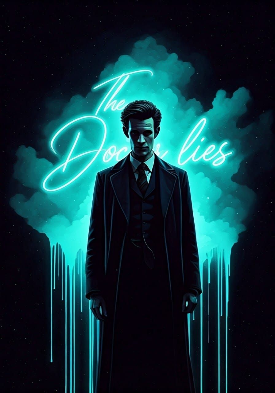 Ethereal Doctor Who Portrait in Neon Sky