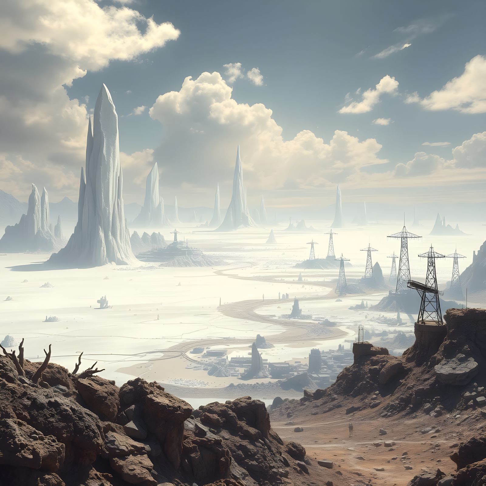 Epic Crystal Desert Landscape in Maximalist Digital Style