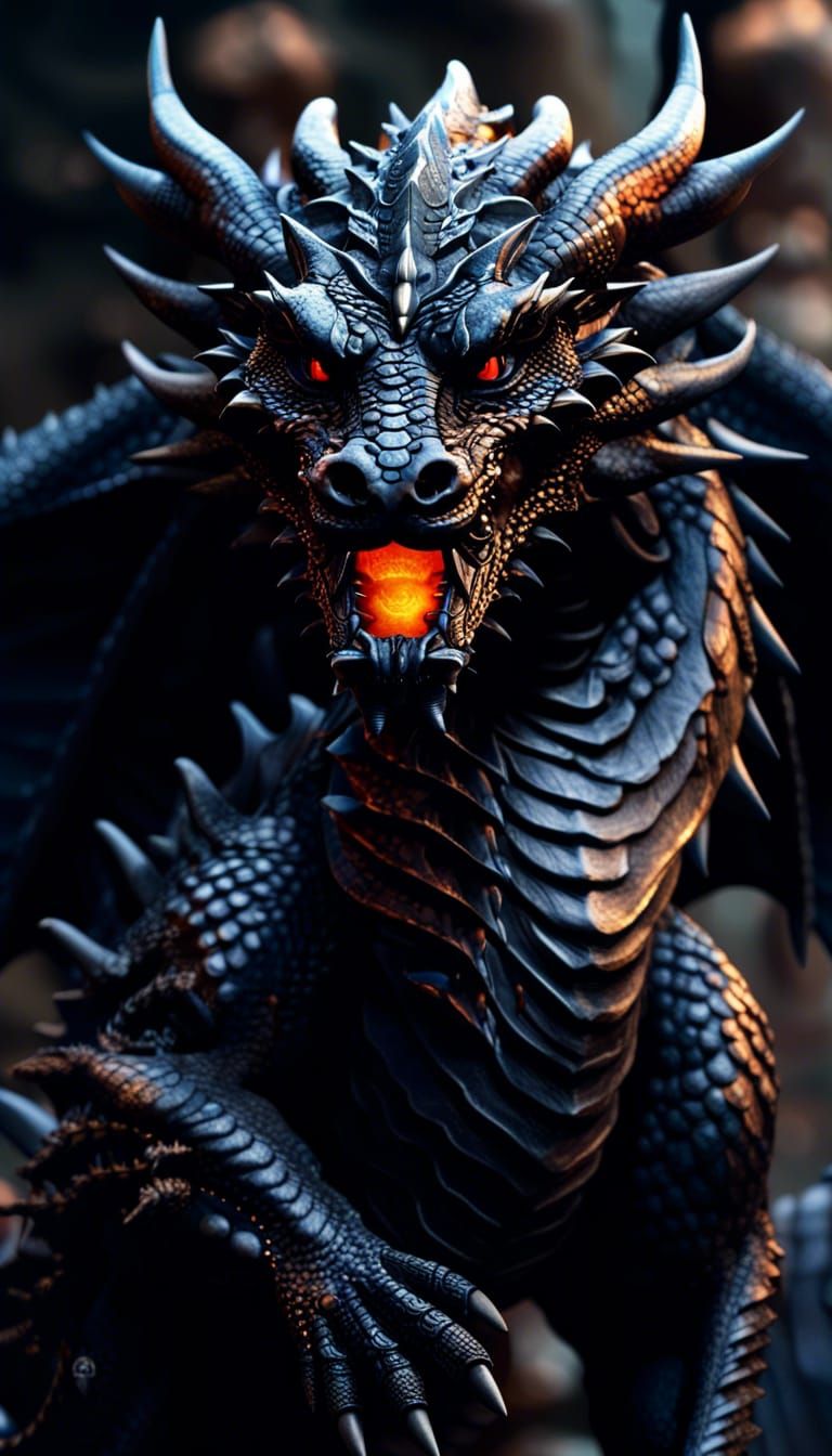 Epic Black Dragon God in Dark Fantasy Art