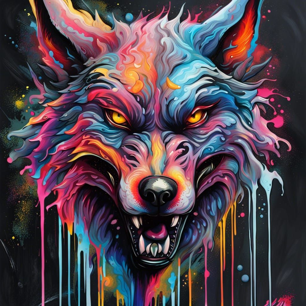 Demon Wolf Graffiti Art in Street Style