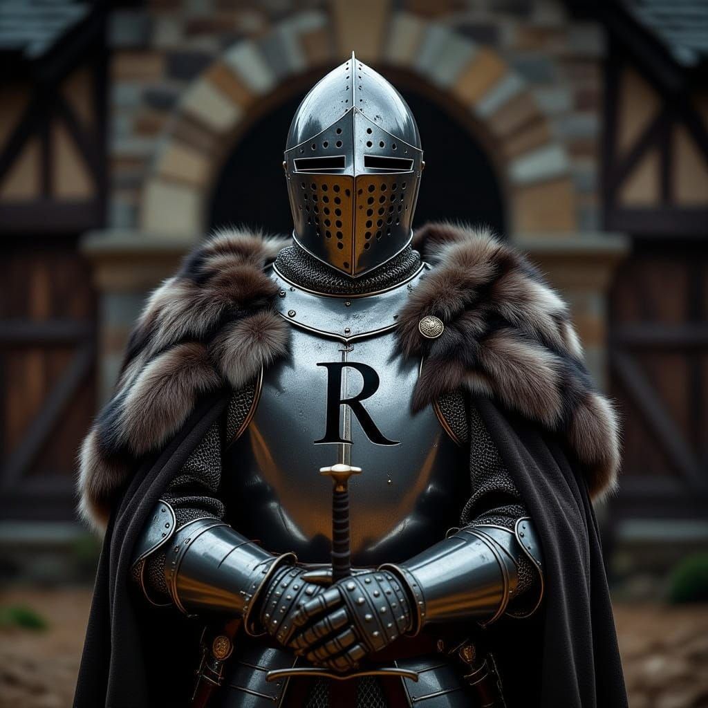 Stoic Knight with Fur Cloak and R Emblem