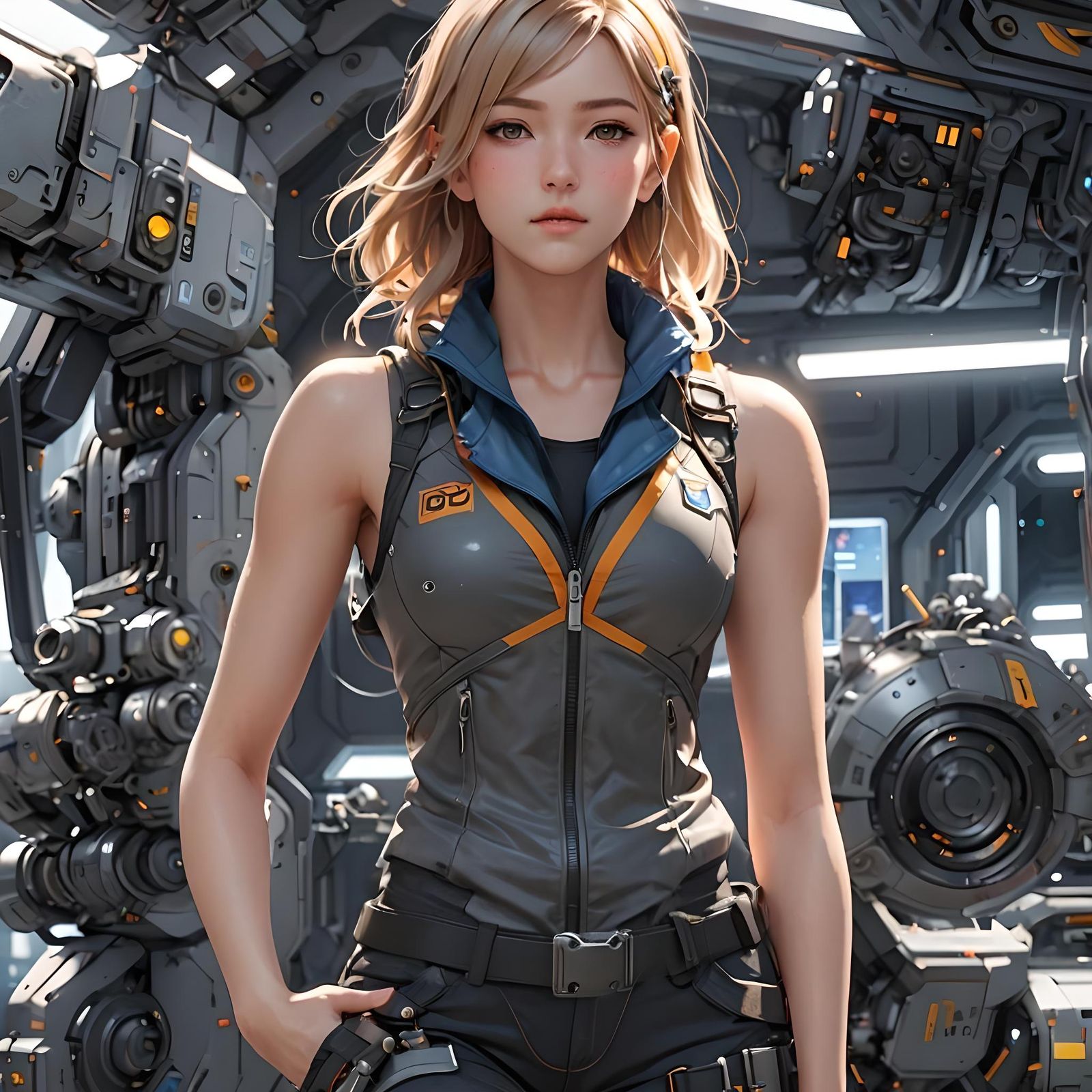 Science Fiction Spaceship Engineer in Anime Style