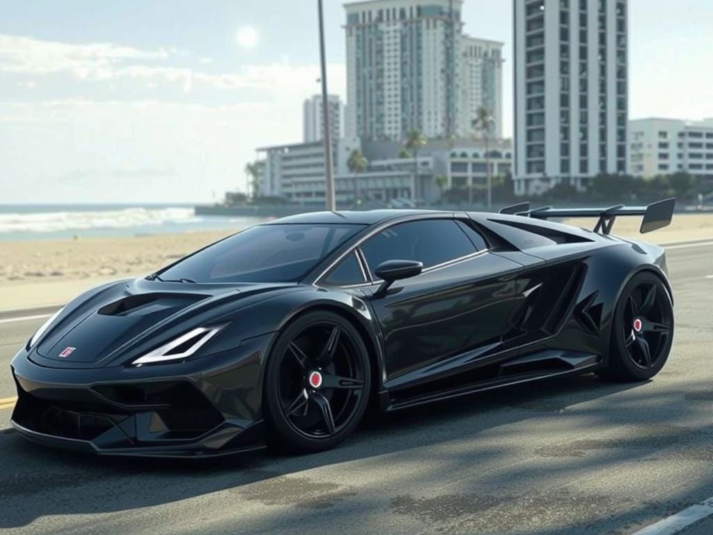 Red Supercar Speeds Down Mountain Road