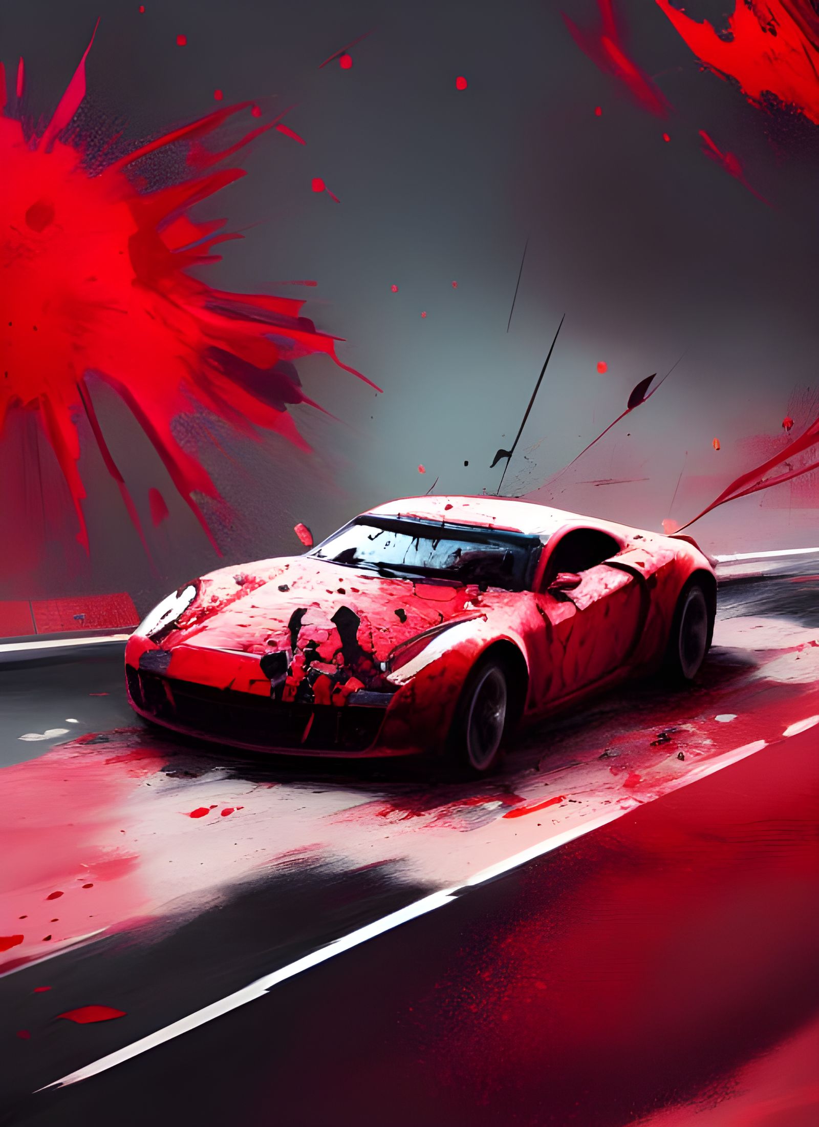 Speedy Red Car in Motion: Digital Illustration