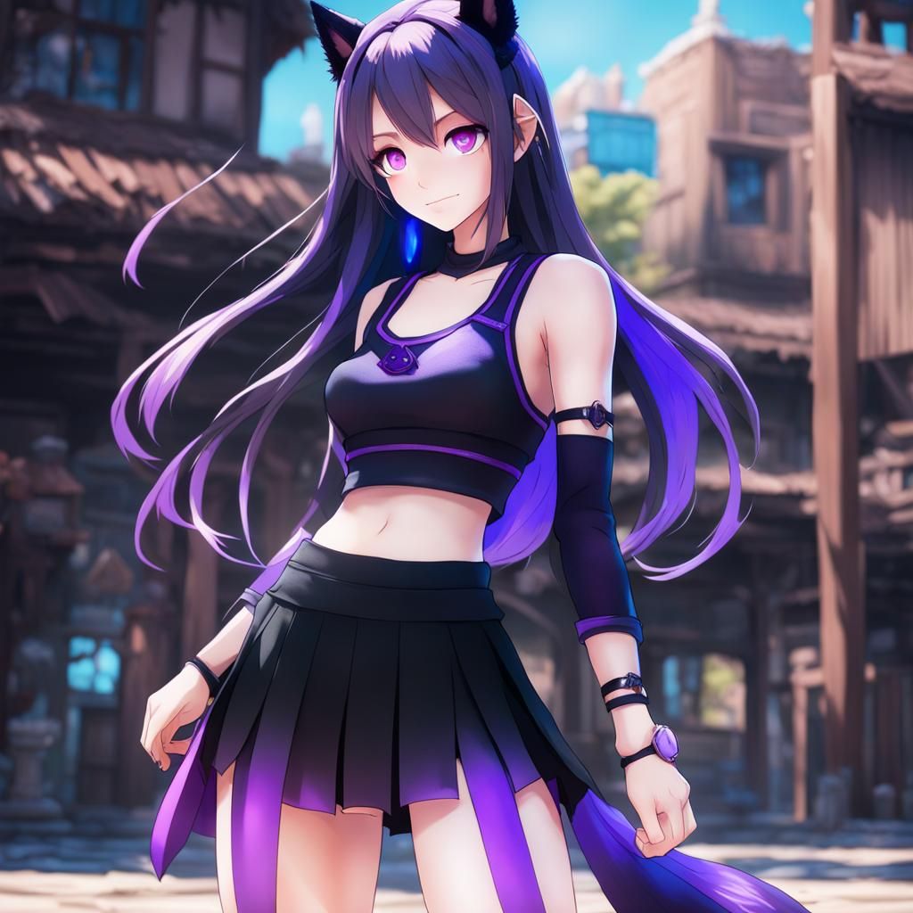 Kawaii Anime Girl with Wolf Features in 3D Art