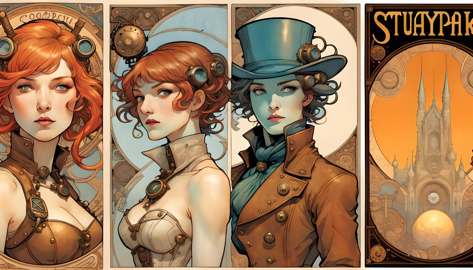 Art Nouveau Steampunk Comic Book Cover