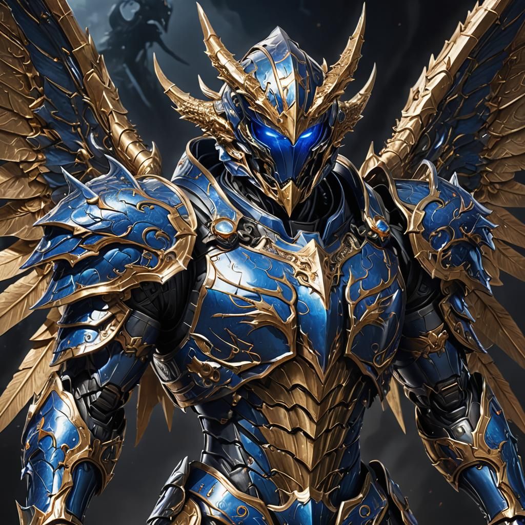Blue Guardian Knight in Dragon Armor Concept Art