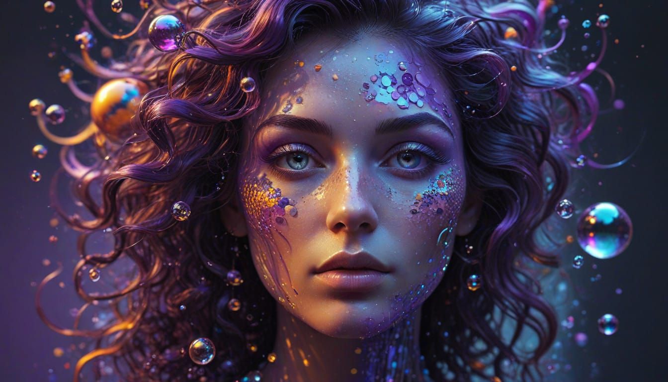 Ethereal Beauty in Iridescent Hues: A Dreamlike Scene