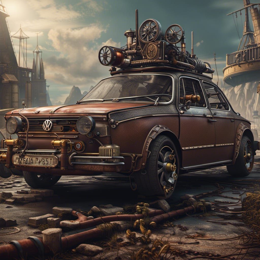 Steampunk VW Passat in Detailed Matte Painting