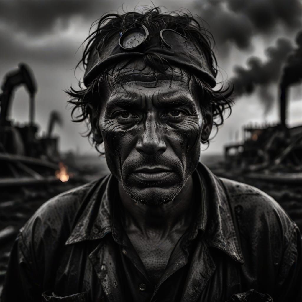 Desperate Oil Worker in Ecological Disaster