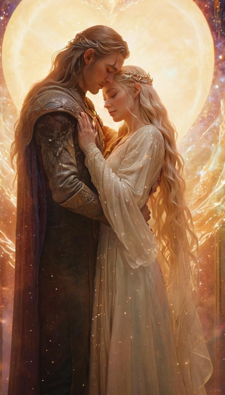 Cosmic Embrace: Astral Illustration in Surreal Style