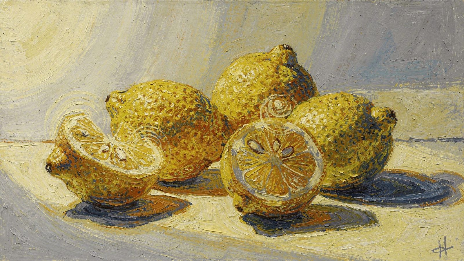 Abstract Surrealist Lemons with Vibrant Volumetric Light