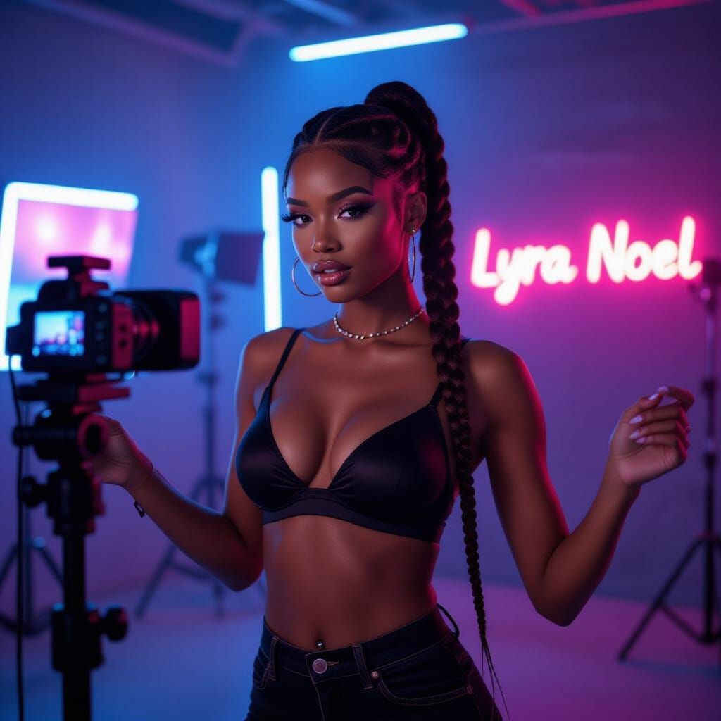 Influencer Room as Music Video Set with Neon Sign