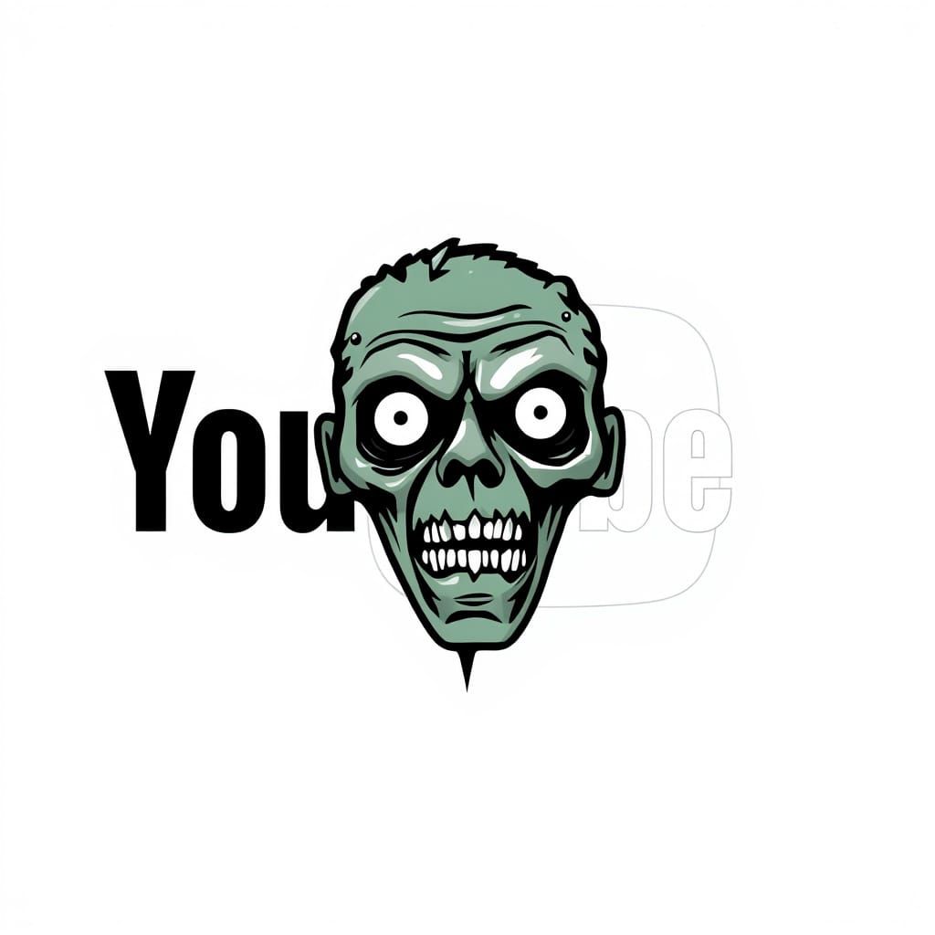 YouTube Logo With Zombie Face At Center