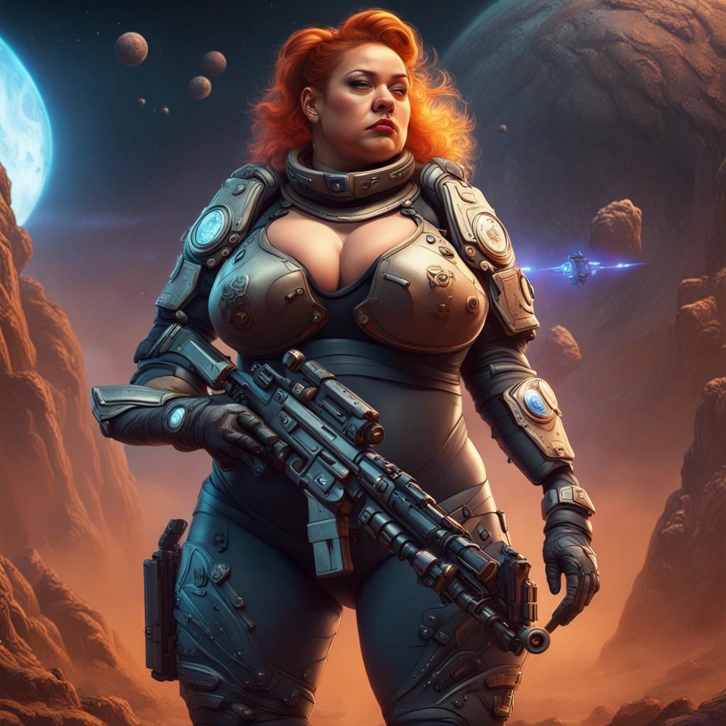Detailed Space Mercenary Women in Matte Painting Style