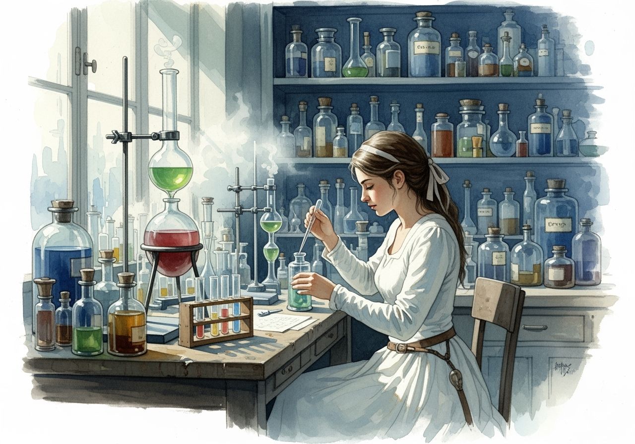 Medieval Alchemy Lab Painting in Impressionistic Style