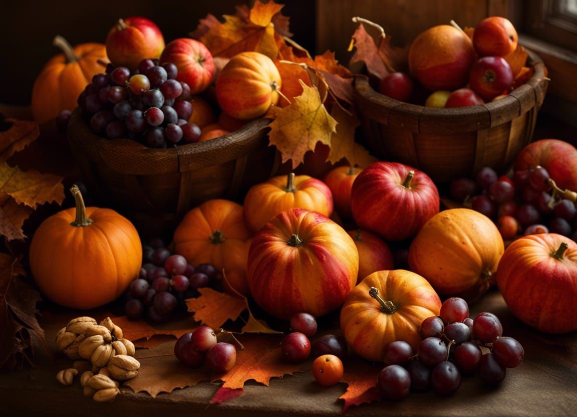 Autumn Fruit Still Life in Dutch Masters Style