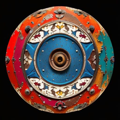 Vibrant Cinematic Portrait of a Mature Woman with Distressed...