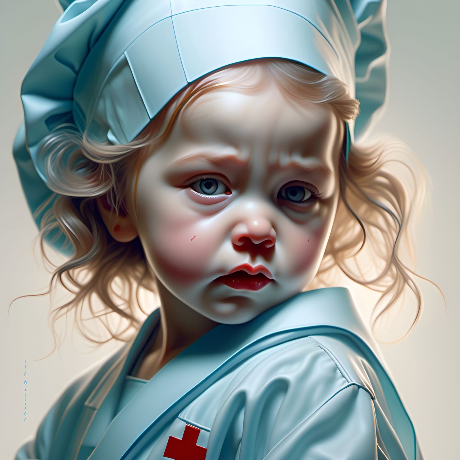 Toddler Surgeon Portrait in Detailed Digital Art Style