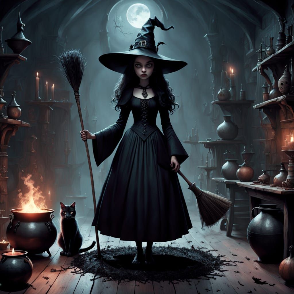 Sorceress in Mysterious Dark Fantasy Scene
