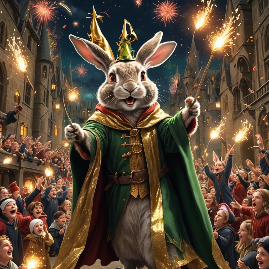 Whimsical Rabbit Wizard Celebrates Graduation in Candy Art