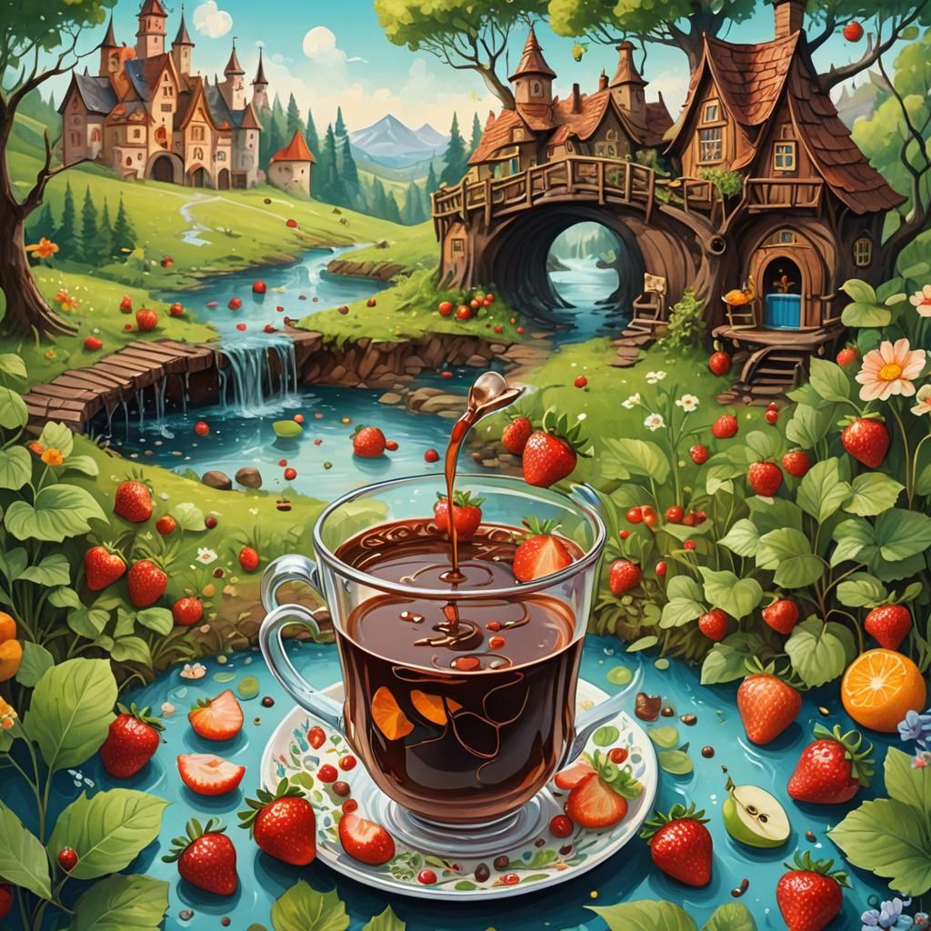 Magical Water Illustration in Fairytale Setting