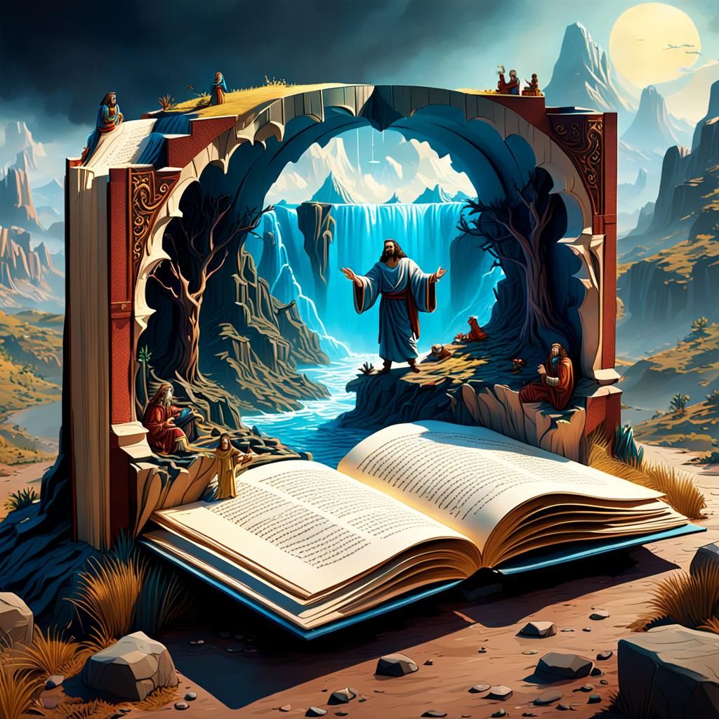 Jesus and God in Pop-Up Book Style