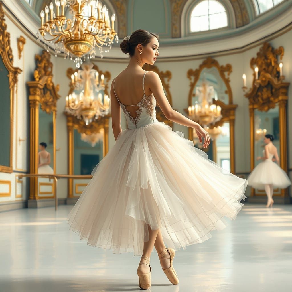 Ethereal Ballerina in Impressionist Ballet Studio