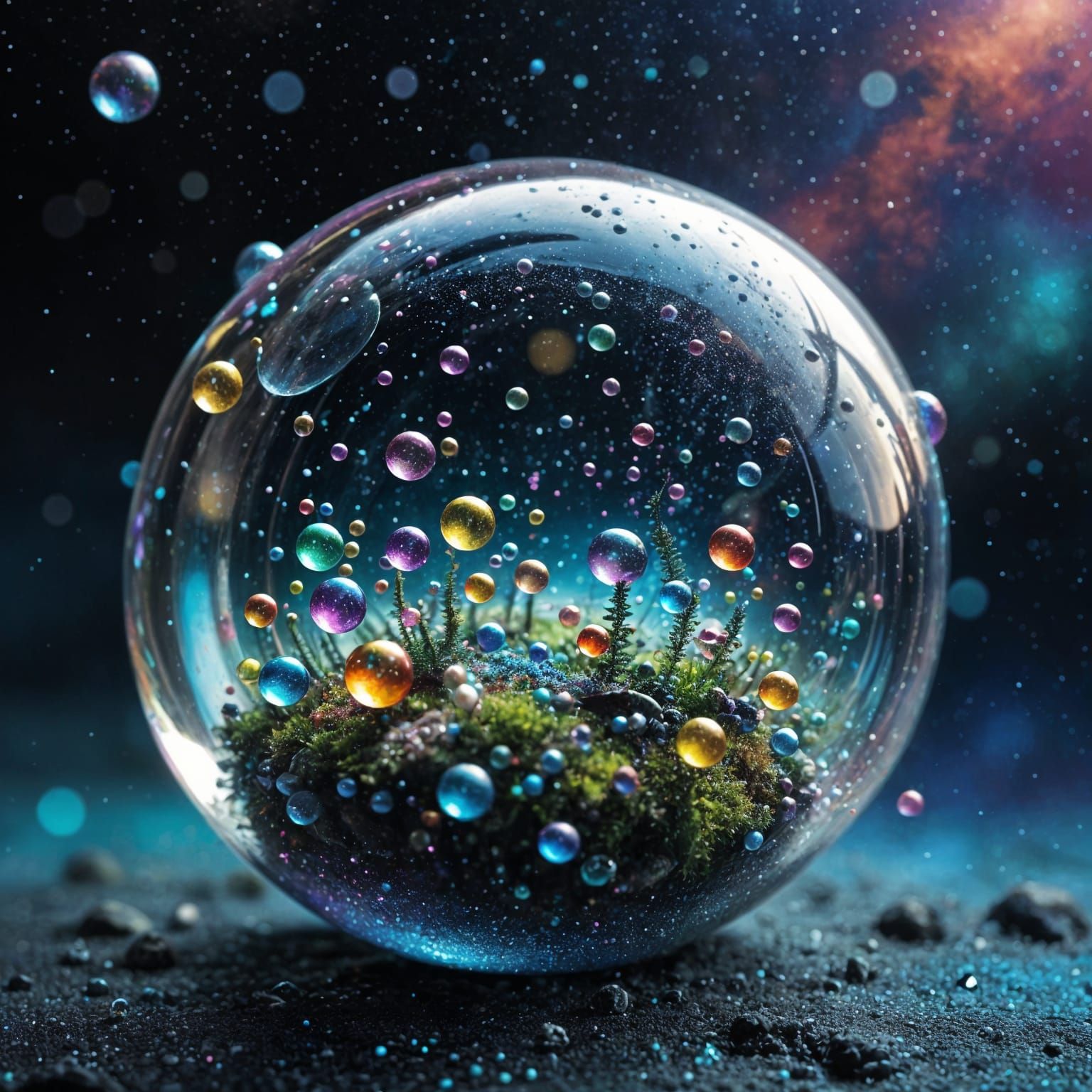 And The bubbles danced across the universe,
A multitude of s...