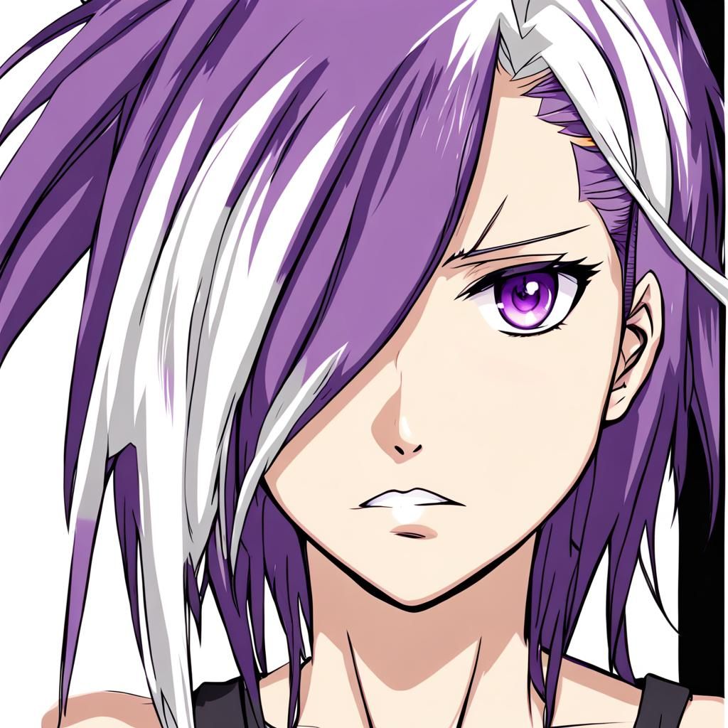 Anime Style Female Character with Purple Hair