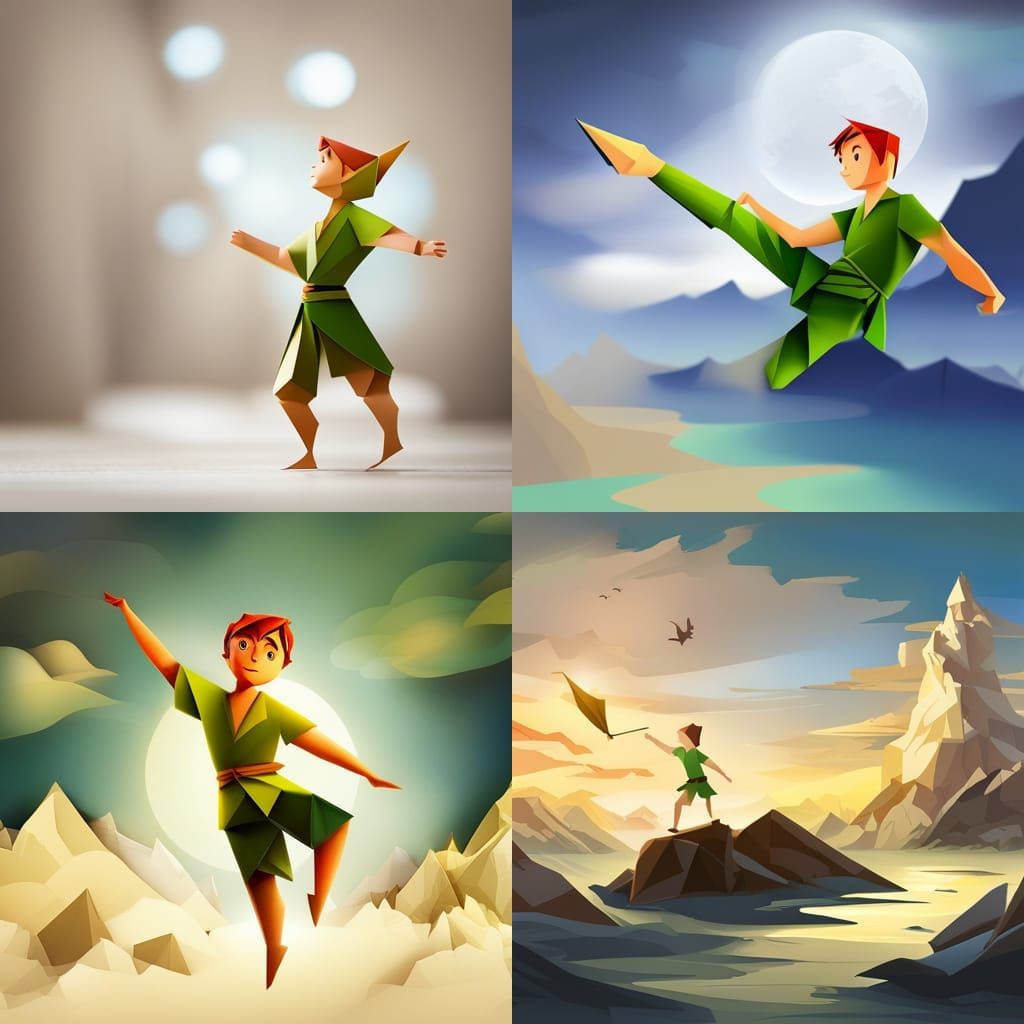 Origami Papercraft of Peter Pan in 8K