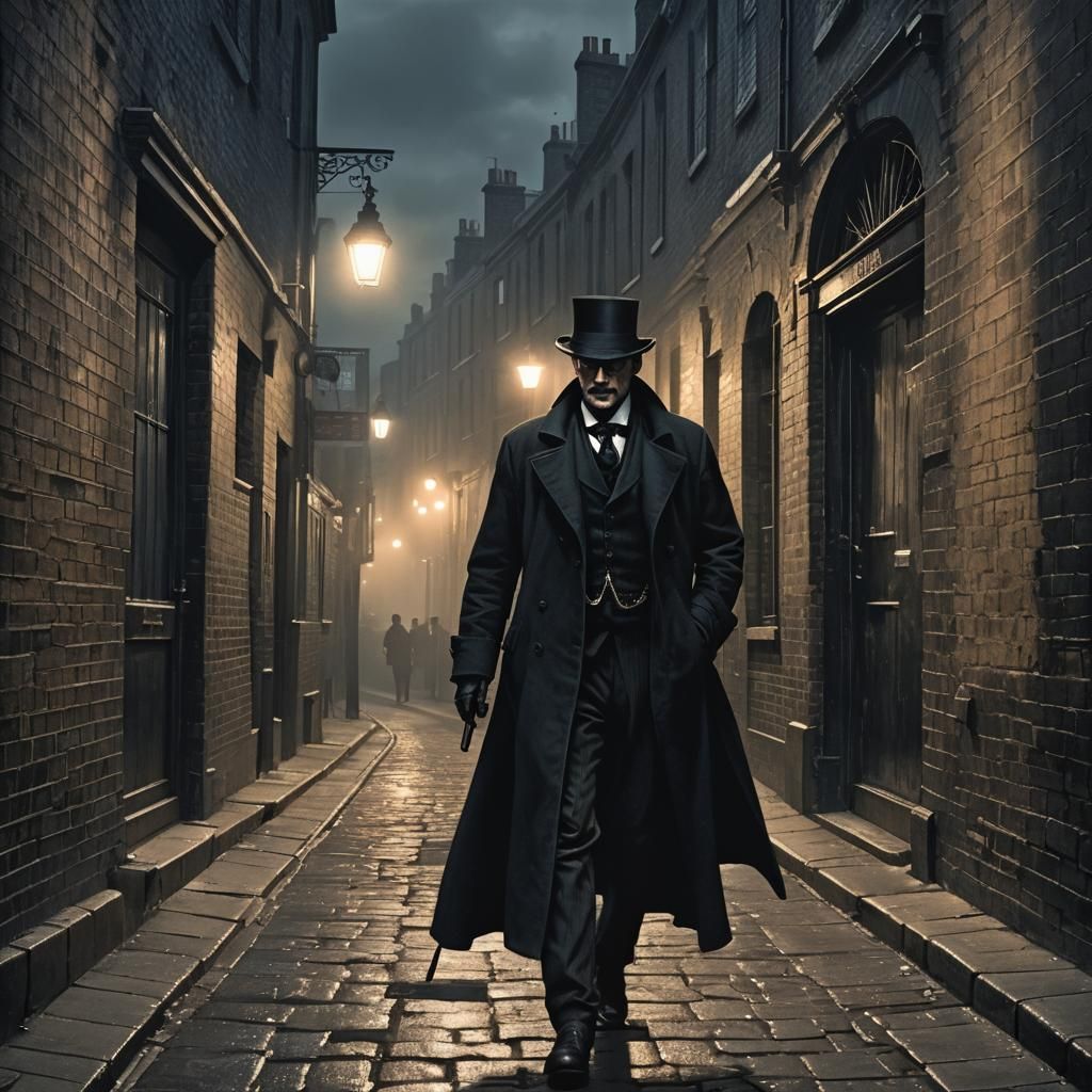 Sinister Jack the Ripper in Dark London Alley