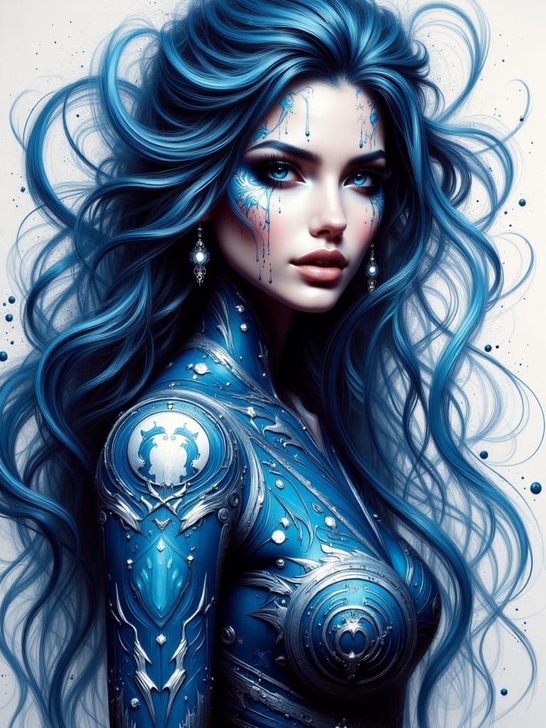 Glowing Norse Goddess in Vibrant Graffiti Style