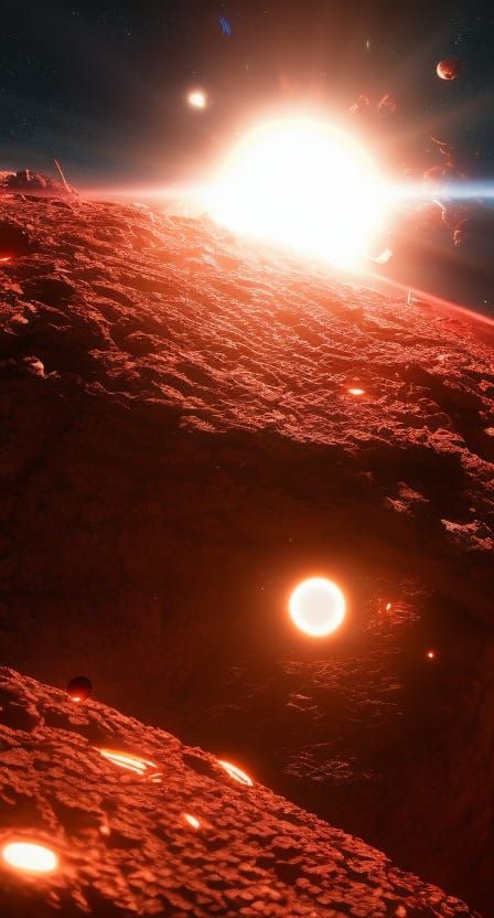Exoplanet Asteroid Collision: Hyperrealistic Cosmic Illustra...
