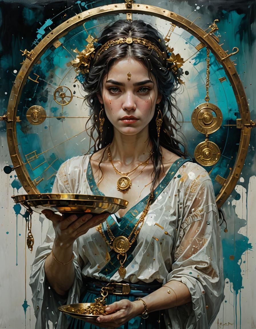 Mystical Libra Zodiac Sign Acrylic Painting