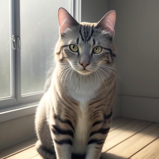 Domestic Cat Portrait in Golden Hour Sunlight