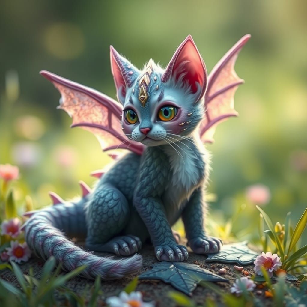 Enchanting Fairy Dragon Cat Creature