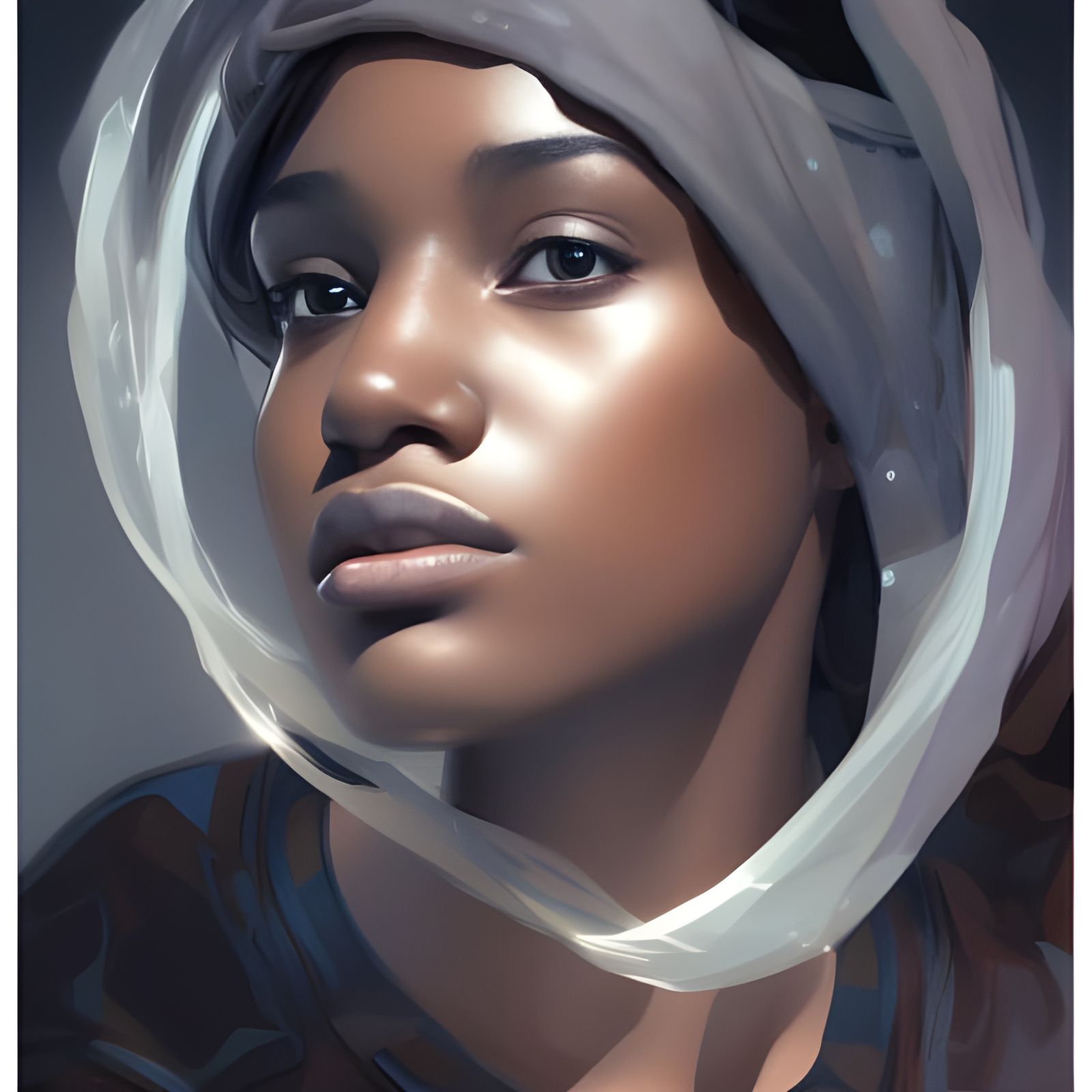 Hyperdetailed Portrait of a Black Girl in Art Nouveau Style