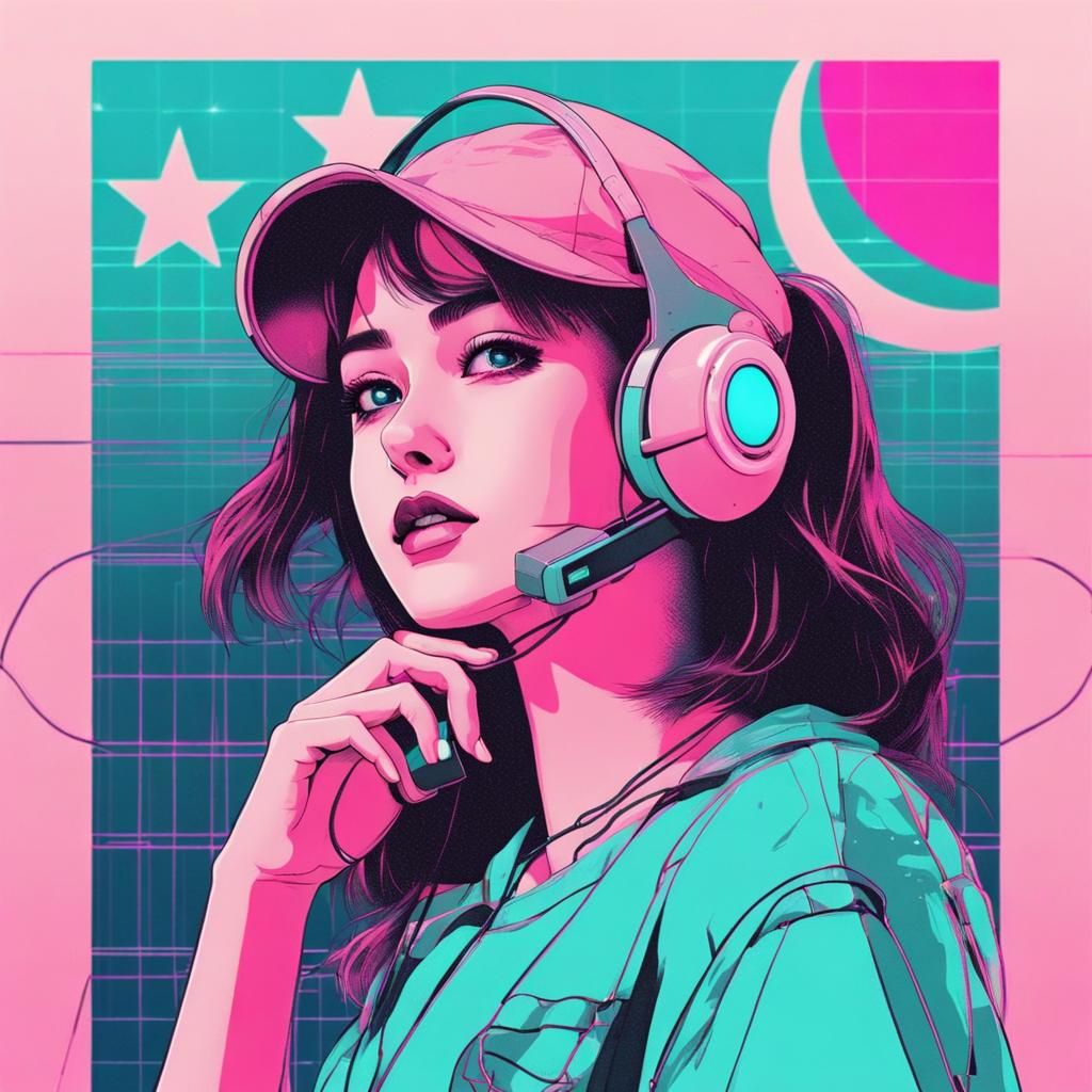 Retro-Anime Fusion Illustration with 90's Elements