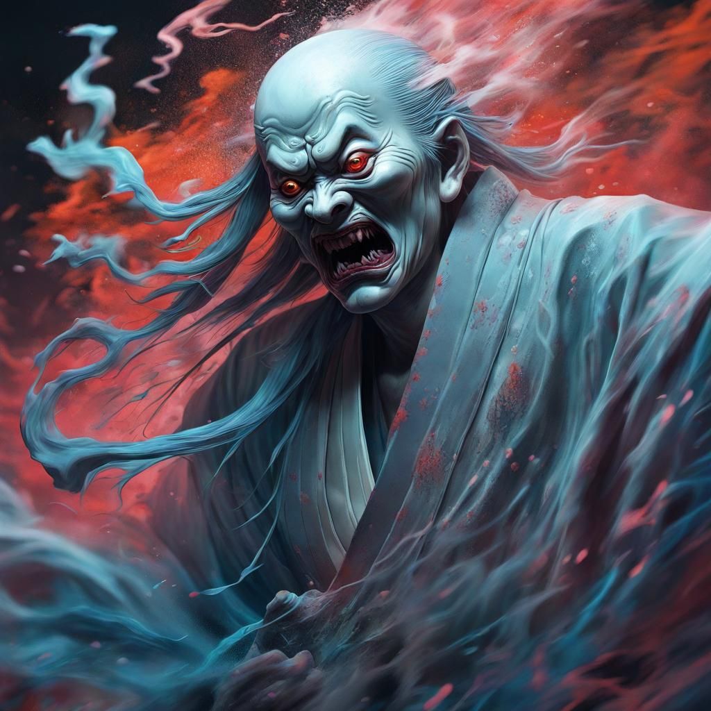 Hyperrealistic Yurei Japanese Ghost in Splash Art