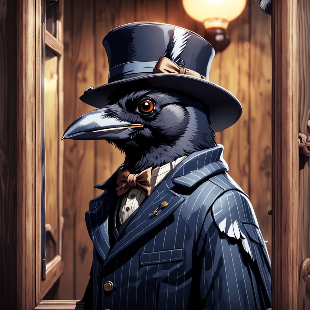 Anime Crow Self-Portrait in Studio Trigger Style