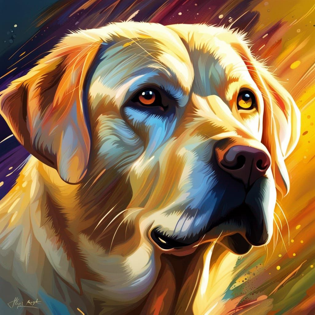 Hyperrealistic Yellow Labrador Splash Art