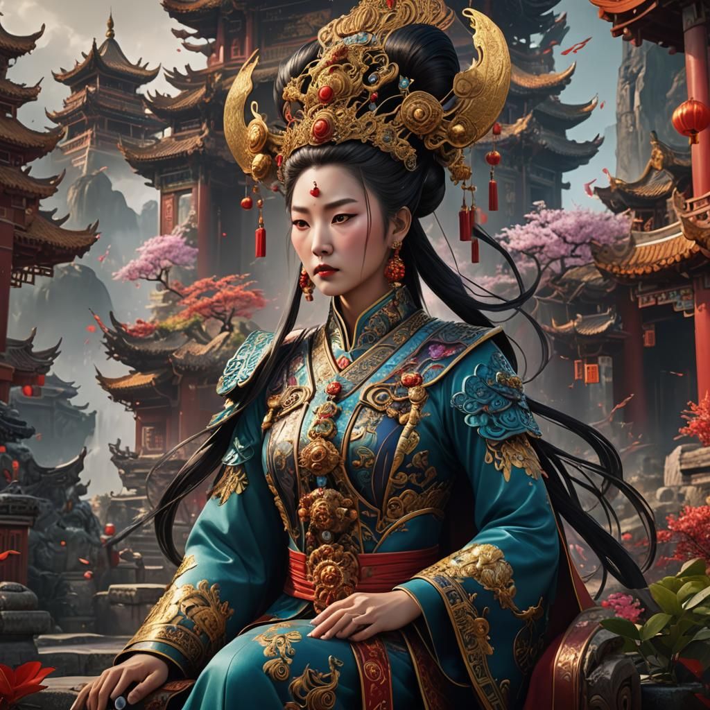 Detailed Matte Painting of a Chinese Empress