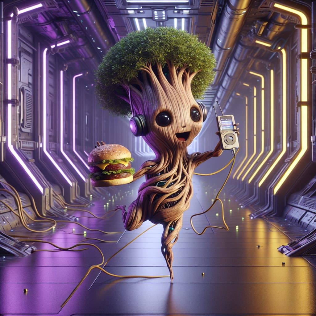 Groot Dances Through Spaceship in Photorealistic 8K