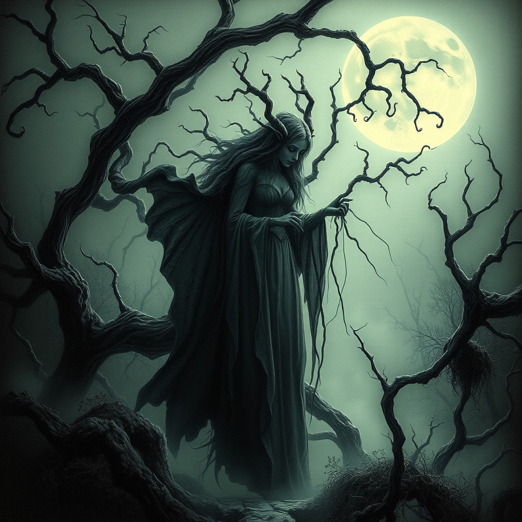 Mystical Fae in Moonlit Forest: Ethereal Digital Art