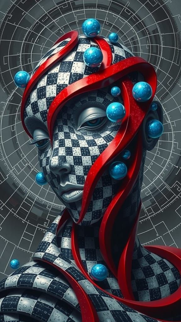 Face Emerging from Mathematical Patterns with Digital Textur...