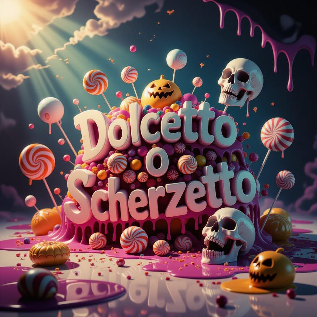 Psychedelic Halloween Scene With Spectral Candies