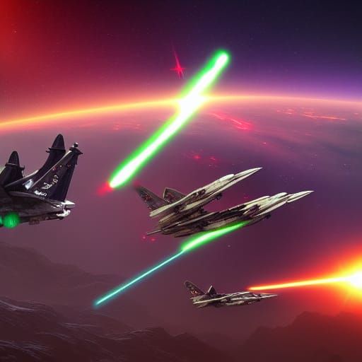Fighter Jets in Galaxy with Laser Beams