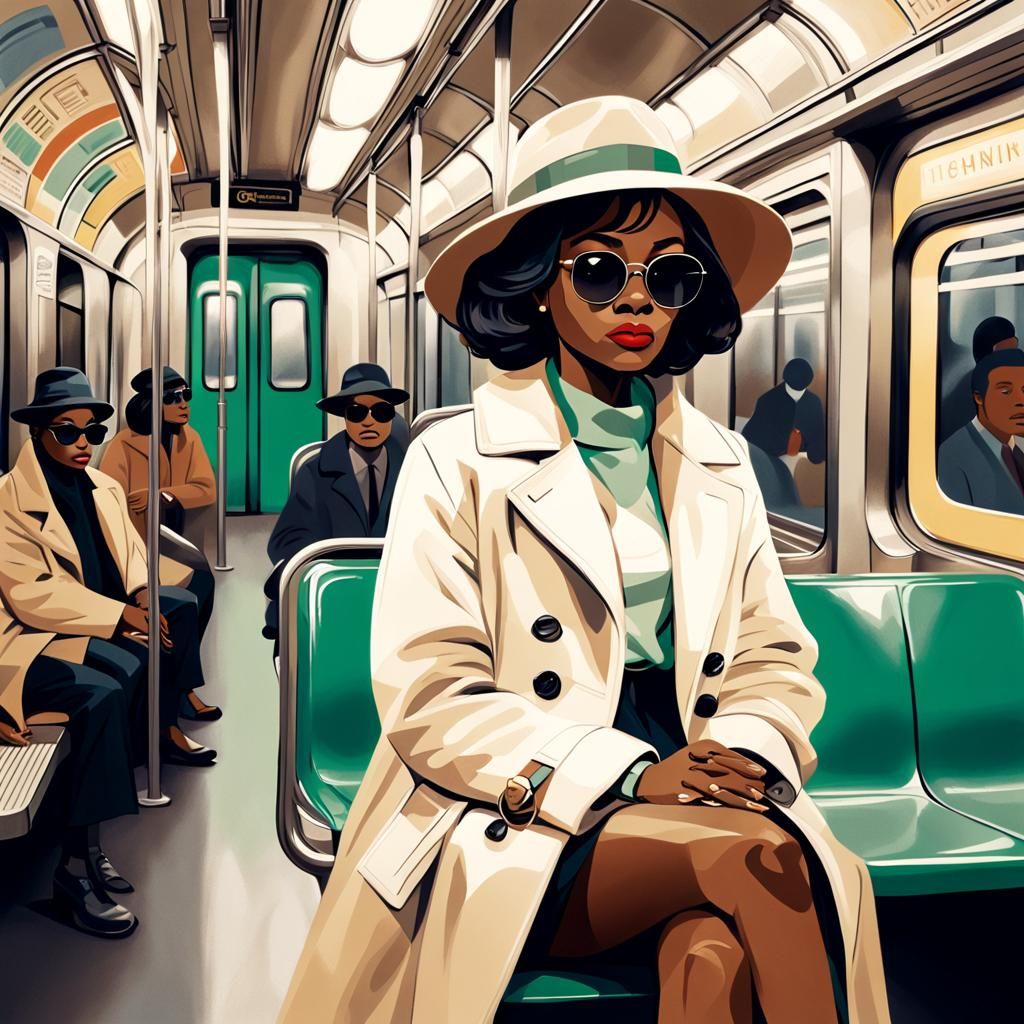 Retro Subway Illustration of a Stylish Woman
