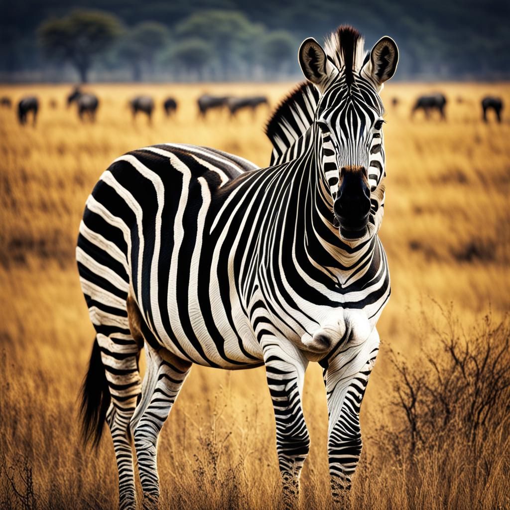 Vivid Zebra Portrait on the Savanna